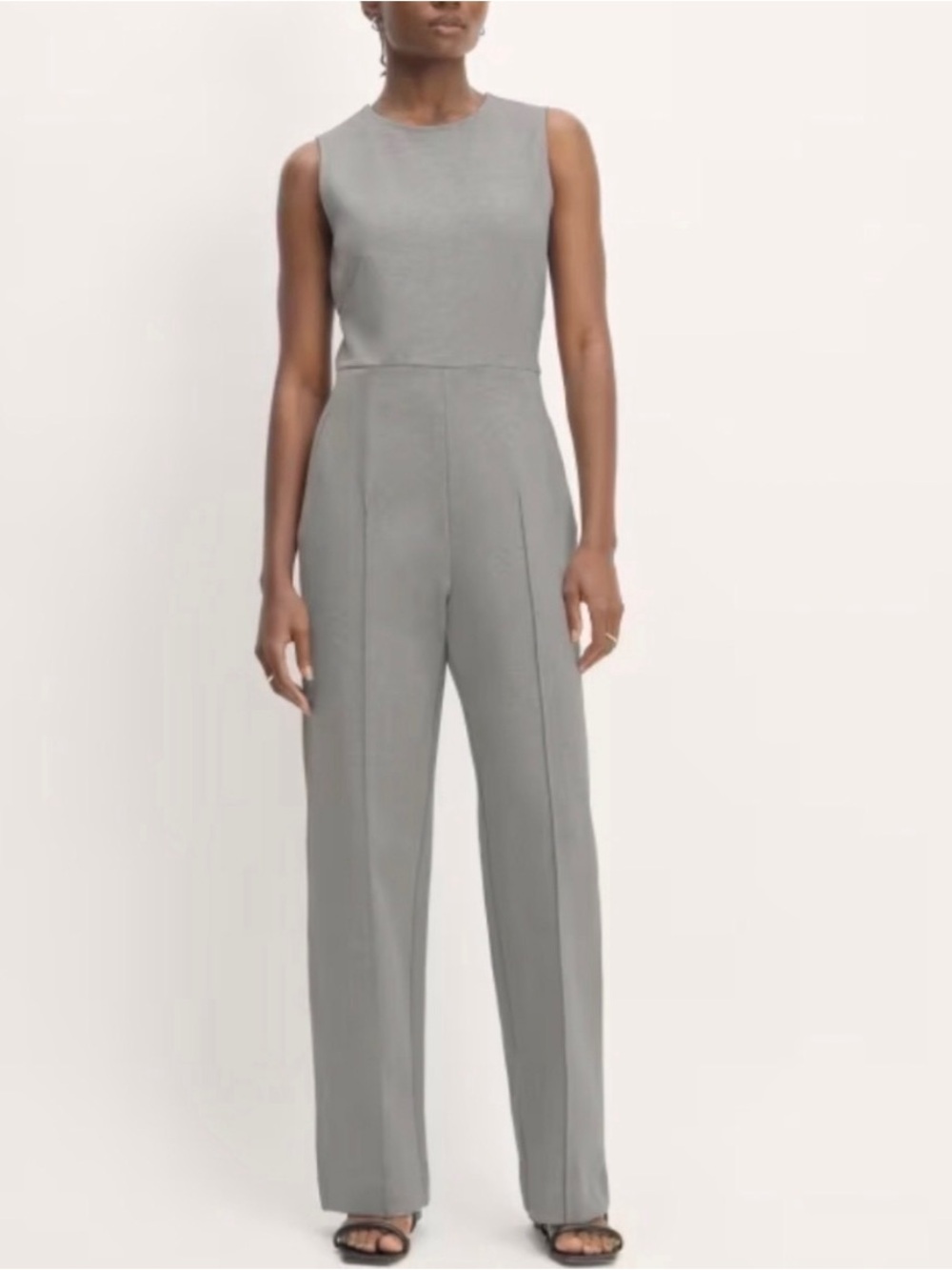 Everlane Dream Jumpsuit Heather Charcoal Gray Wide Leg Sleeveless Size S